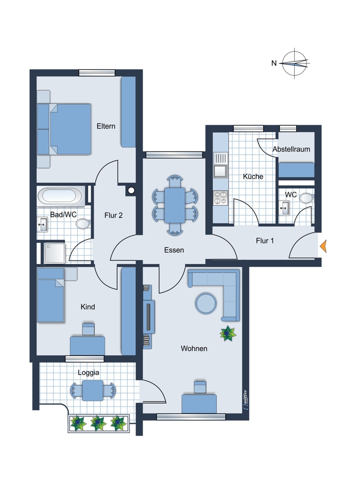 Grundriss Etagenwohnung M�nchen / Kleinhadern