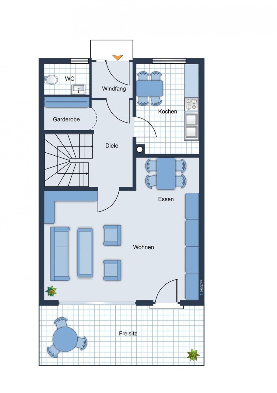 Grundriss EG Reihenmittelhaus Germering