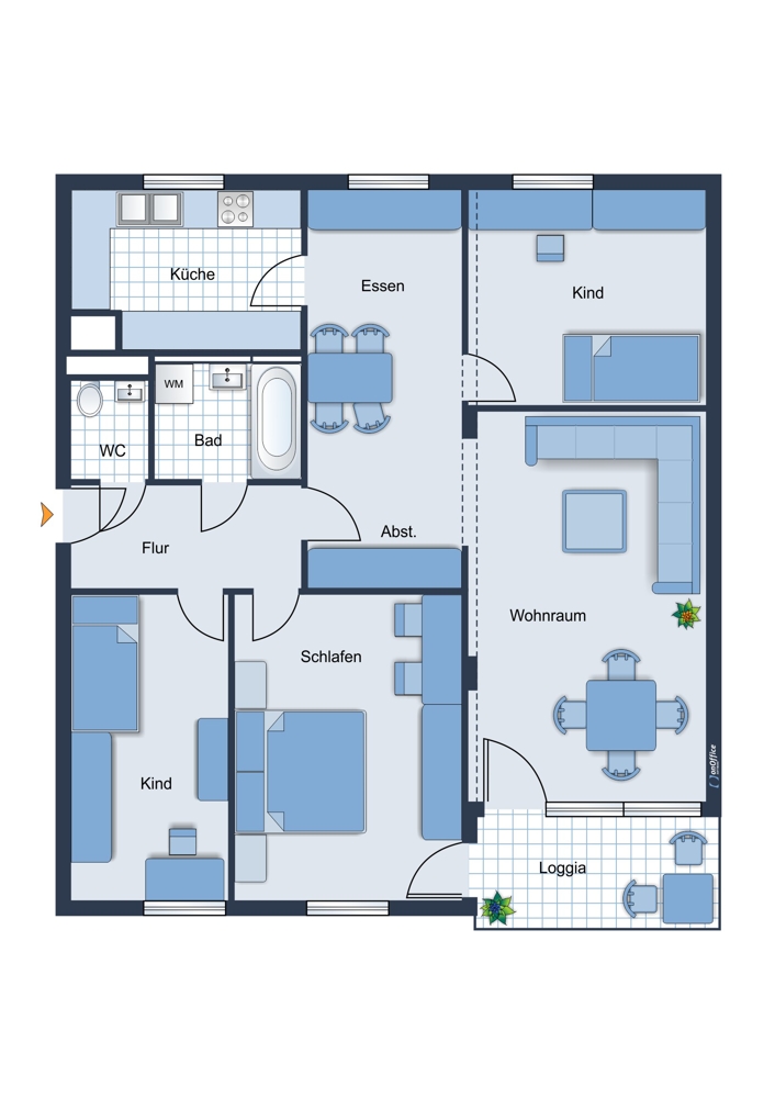 Urspr�nglicher Grundriss Etagenwohnung M�nchen / Aubing