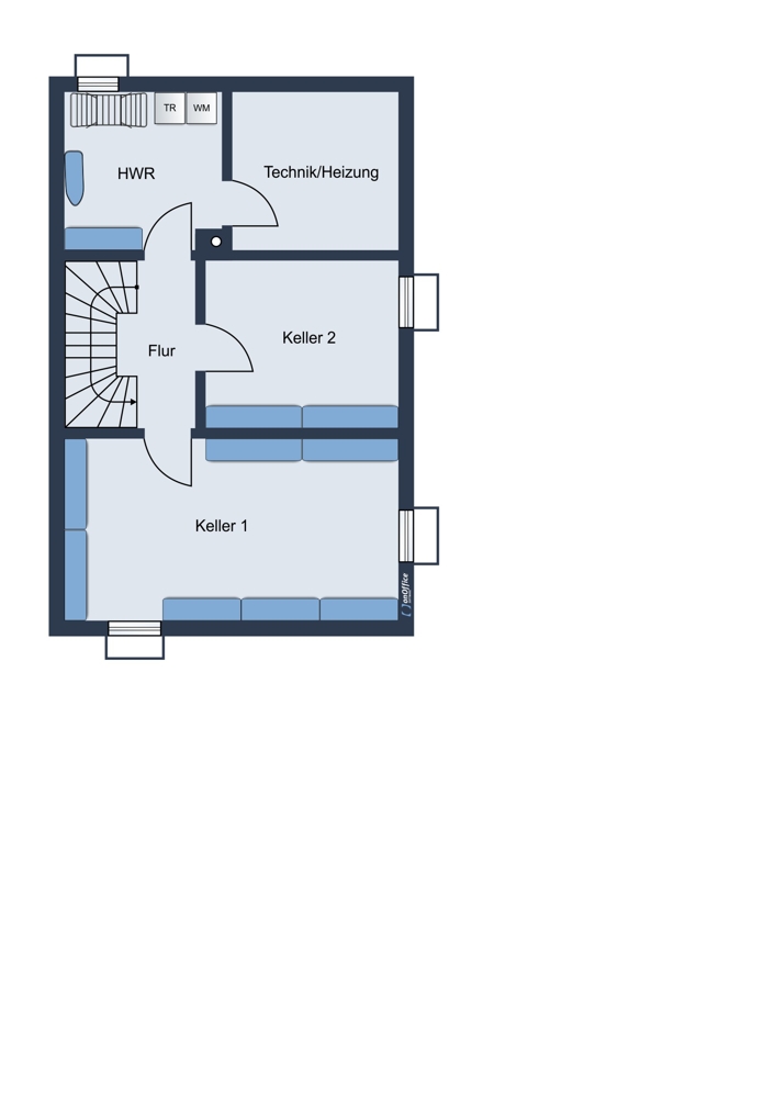 Grundriss Keller Doppelhaush�lfte Germering