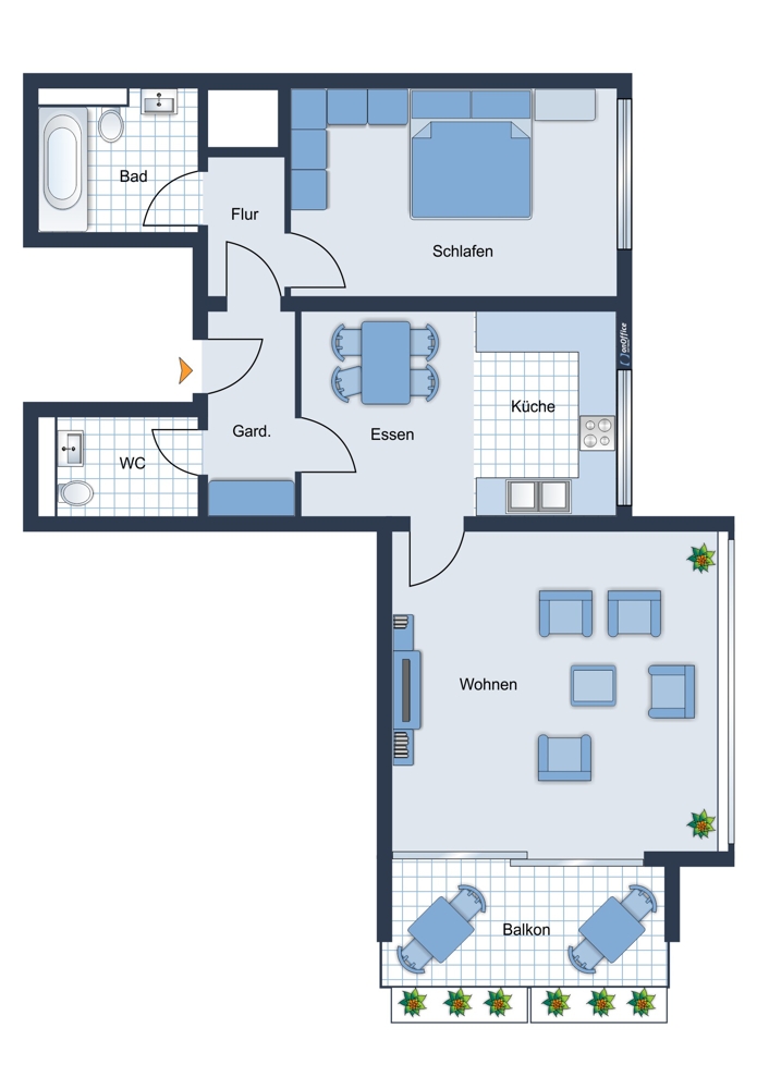 Grundriss Erdgeschosswohnung M�nchen / Nymphenburg