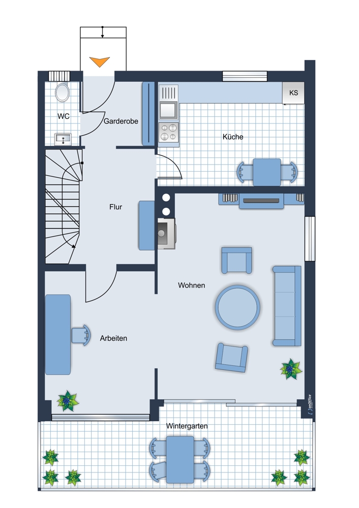 Erdgeschoss Reihenendhaus Gr�felfing