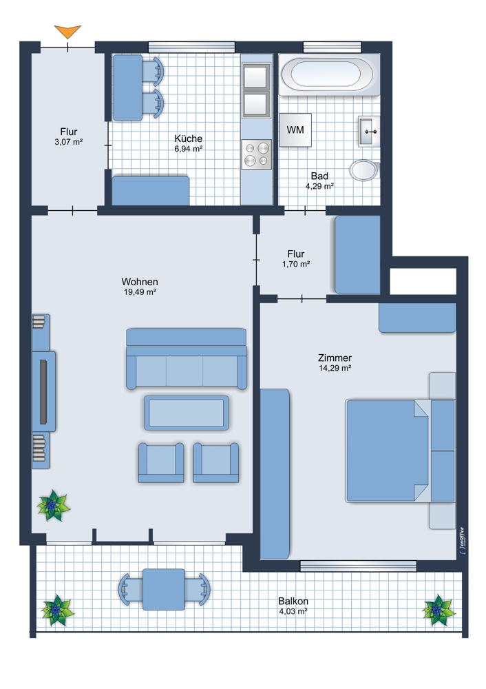Grundriss Etagenwohnung M�nchen / Kleinhadern