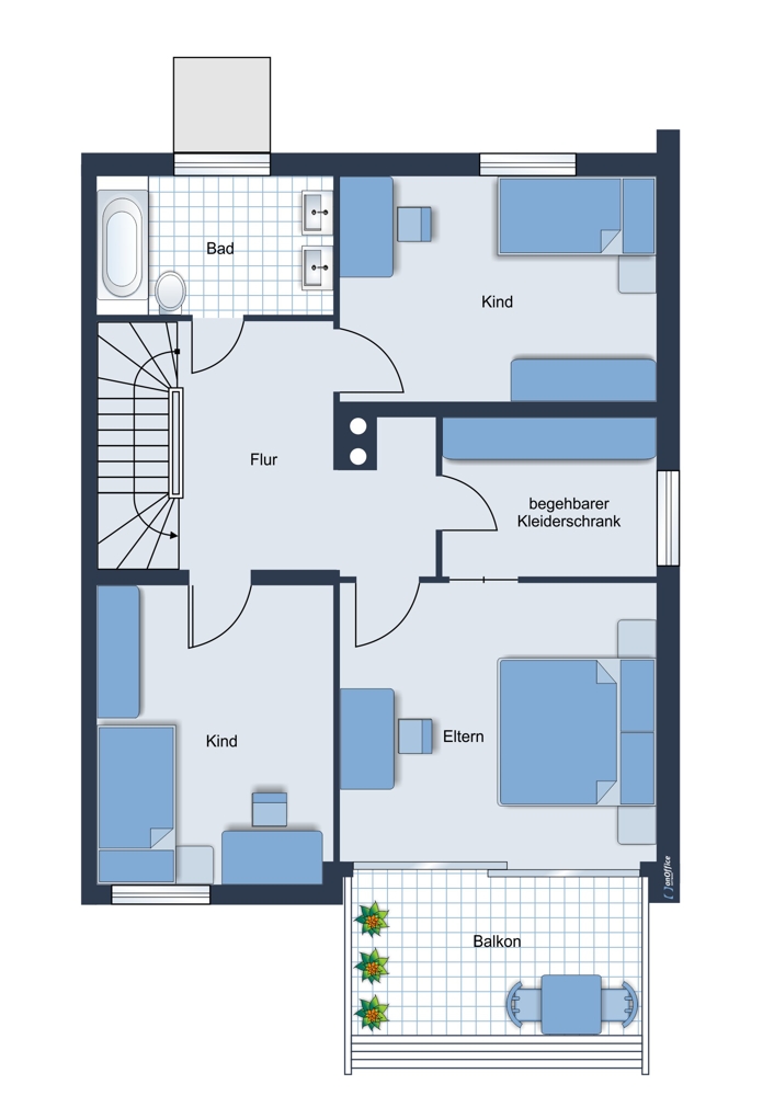 Obergeschoss Reihenendhaus Gr�felfing