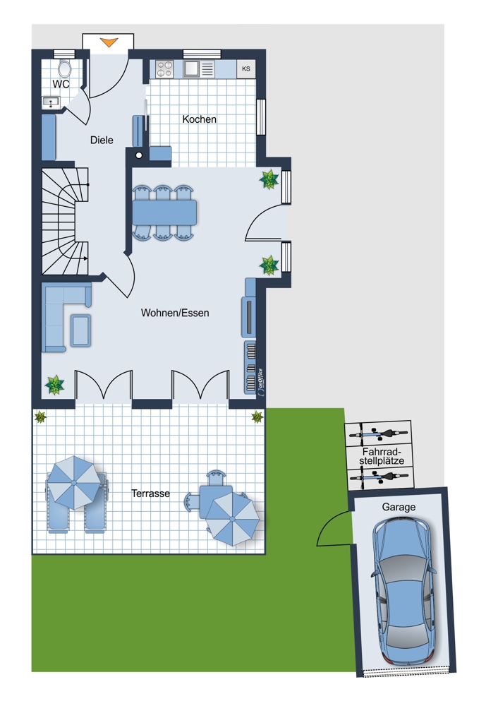 Grundriss EG Doppelhaush�lfte Germering