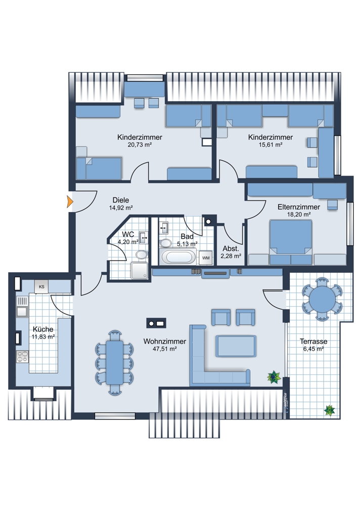 Grundriss Penthousewohnung Germering